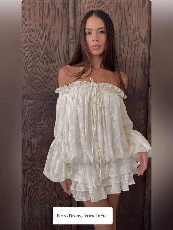 The Bekk Dresses & Skirts - The Bekk Elora Ivory Lace Off Shoulder Ruffle Lined Mini Dress XS/S